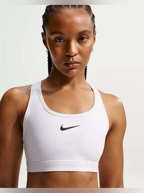Nike Swoosh Medium Support Non-Padded Sports Bra Womens Size Medium White
